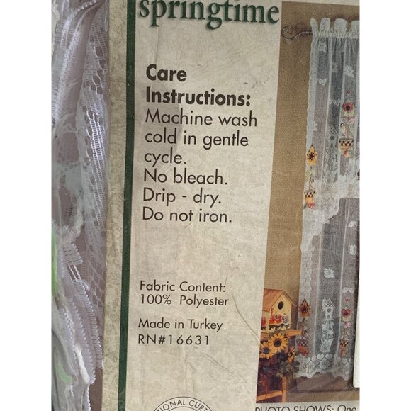 Springtime Swag Lace Curtains with Floral Design 58"x38" White Window Décor - Picture 5 of 15